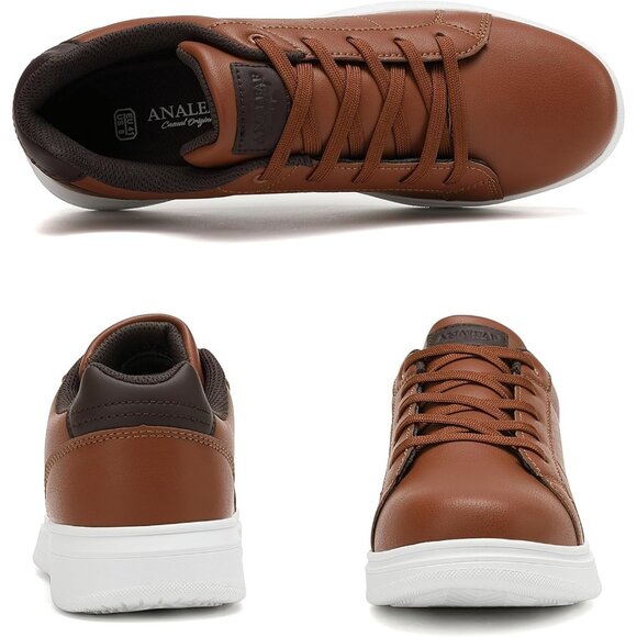 Analeaf Mens Brown Fashion Dress Sneakers Classic Lightweight Casual Shoes - Picture 4 of 9